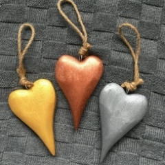 Metallic wooden hearts