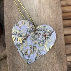Decoupaged Heart Christmas Tree Decorations (Joy)