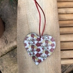 Decoupaged Heart Christmas Tree Decorations (Poinsetta)