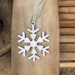 Wooden Snowflake Christmas Tree Decorations (White)