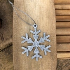 Wooden Snowflake Christmas Tree Decorations (Silver)